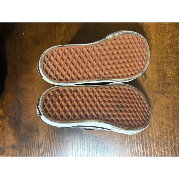 Vans Toddler Old Skool V Metallic Flame Sz 7C Black White Hook& Loop Shoes EUC - Picture 4 of 8